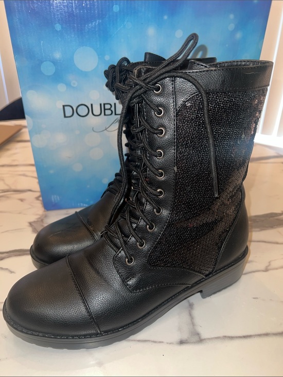 Double Platinum Shoes - Double Platinum Performancewear Black Lace-Up Boots with Sparkle Side Panels